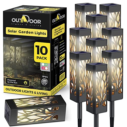10 Pack Solar Pathway Lights Outdoor Waterproof - Upgraded Led For 2023 Garden Lights Solar Powered - Warm White Landscape Solar Yard Lights For Patio Walkways #TOP24