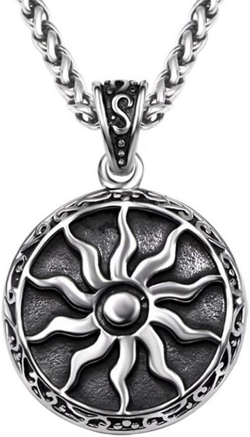 Jewelry Men Women 316L Stainless Steel Sun Pendant Necklace Punk Retro Vintage Style Amulet 22" Chain