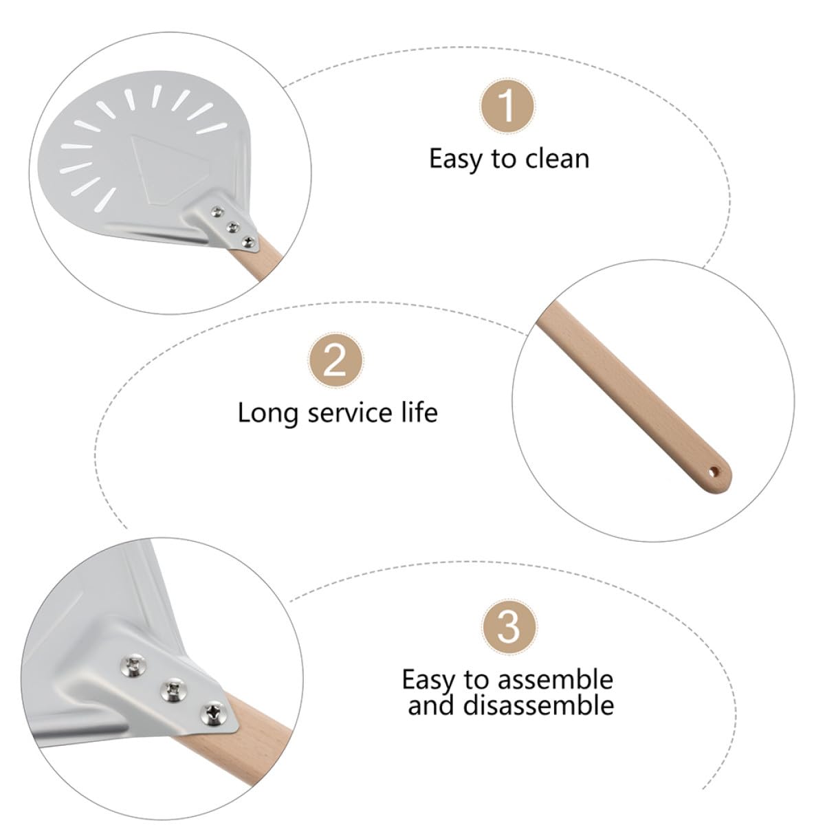 Pelle à Pizza Perforée en Alliage 38 Cm Manche Amovible en Bois Spatule à Pizza Métallique pour Cuisson Optimale Accessoire Cuisine Maison et Professionnelle