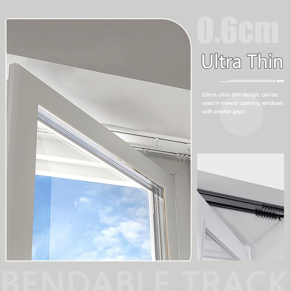 Rail de rideau en aluminium 120-500 cm pour chambre à coucher, salon, salle à manger, camping-car