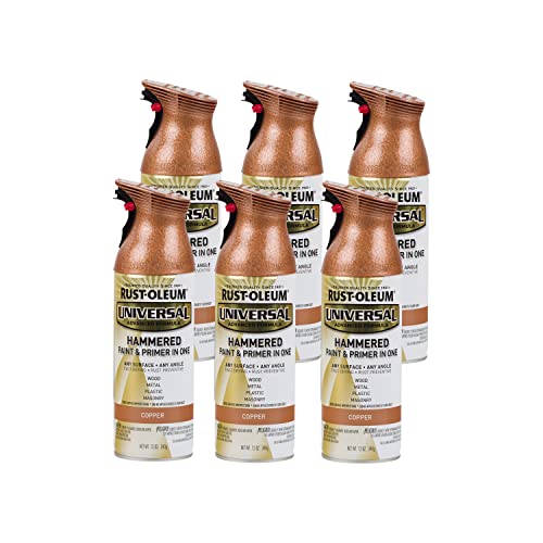Image of Rust-Oleum 247567-6PK Universal All Surface Hammered Spray Paint, 12 oz, Copper, 6 Pack