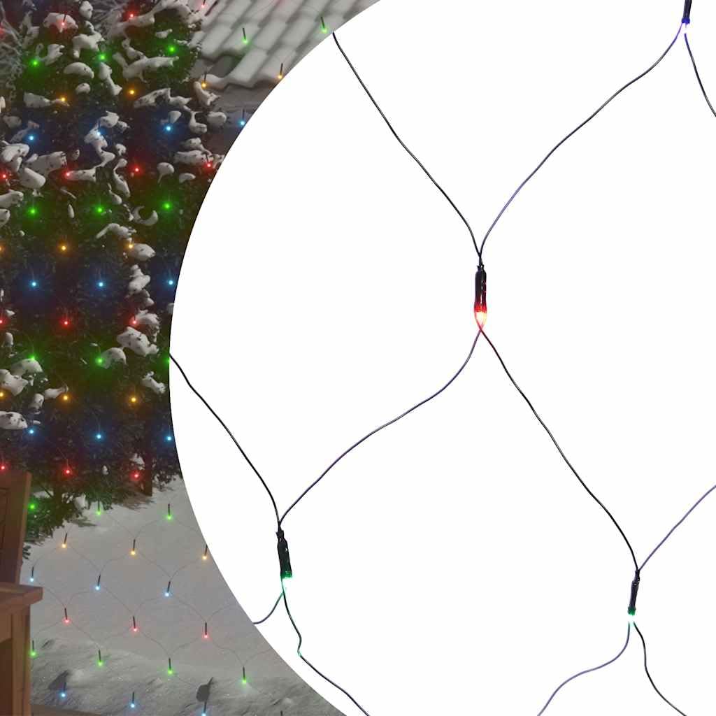 Weihnachts-Lichternetz 4x4 m 544 LED Bunt Indoor Outdoor PVC energiesparend mit 8 Lichteffekten und 5 m Verlängerungskabel für Garten Balkon Terrasse Fenster Party – IP44 wasserdicht