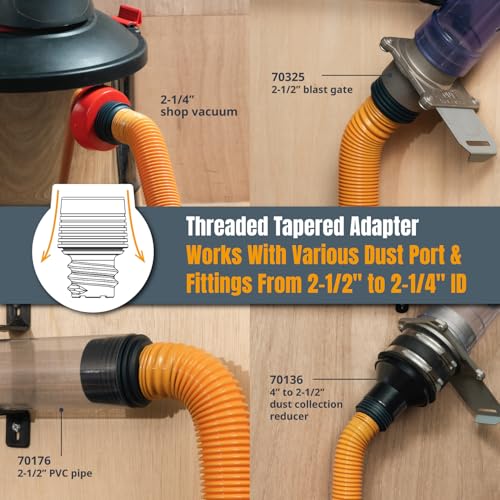 POWERTEC Power Tool Hose Kit with 16’ Vacuum Hose, 4 Quick Change Adapters & Threaded Coupler – Dust Collector Hose Kit for Connecting Table Saw, Power Tools to Shop Vacuums and Dust Collection System by POWERTEC - Image 6