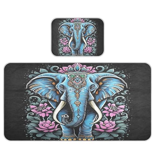 Takiito Blue Elephant Baby Cooling Mattress Pad, Soft & Breathable Cooling Mat Keep Baby Cool in Summer 28x52 in, Nursery Essential