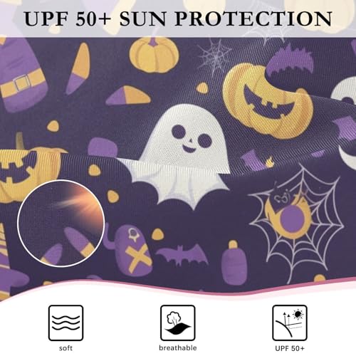 CaTaKu Girls One Piece Swimsuit Cute Purple Halloween Toddler Bathing Suit Long Sleeve UPF 50+ Rash Guard Swimwear 3-12Y4