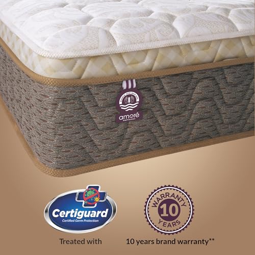 Image of AMORE Medico 8-Inches Plush Quilted Eurotop Pocket Spring Mattress|80x72x8 King Size|Medium Soft|7-Zone Motion Isolation|CertiPUR-US Certified HR Foam|CertiGuard Technology