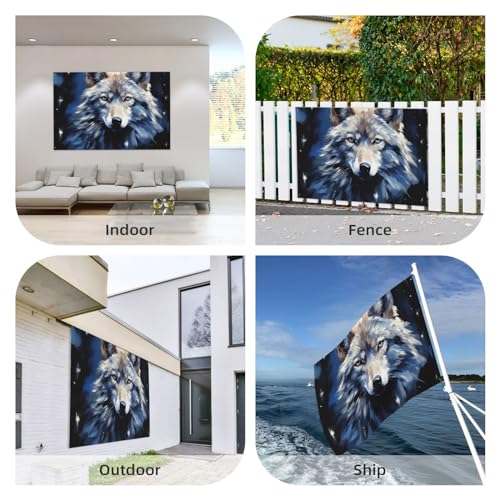 Drapeau loup double face bleu 1,2x1,8m pour votre décoration