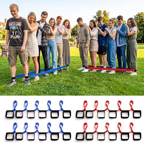 InstaBottle 3 Legged Race Bands Field Day Games for Adults Outdoor Games for Carnival Family Reunion & Backyard Party Team Building Relay Race for 6 Players (2pk Blue & Red)