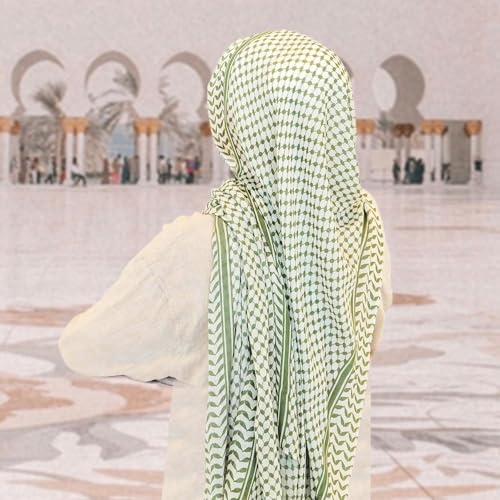 Palestinian Scarf, Shemagh Scarf, 71x28 Inch Chiffon Hijab Scarf, Printed Palestine Scarf, Sun Protection Dustproof Desert Scarf, Muslim Arab Head Scarf for Men Women, Hijab Scarf 6