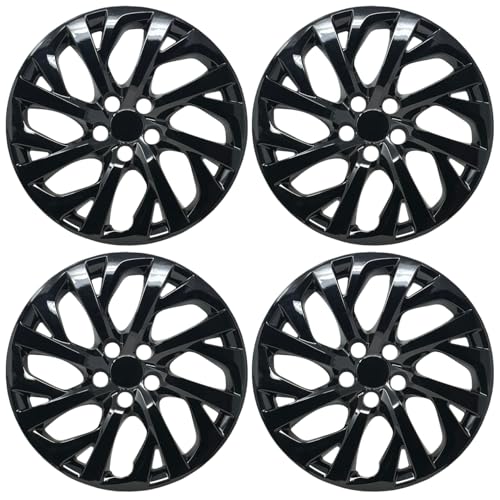 HubStar Hubcap Replacement for Toyota Corolla 2014-2025 Gloss Black 16-inch Wheel Cover (Set of 4)