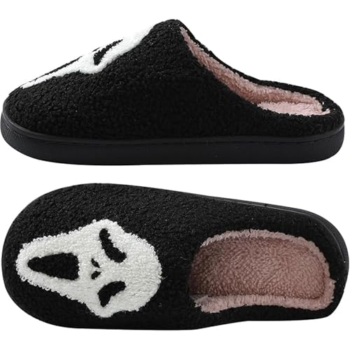 Halloween Slippers for Women Men, Cozy Retro House Shoes – Comfy Slip-On Indoor Outdoor Slippers with Anti-Skid Sole for Winter & Holiday Wear3