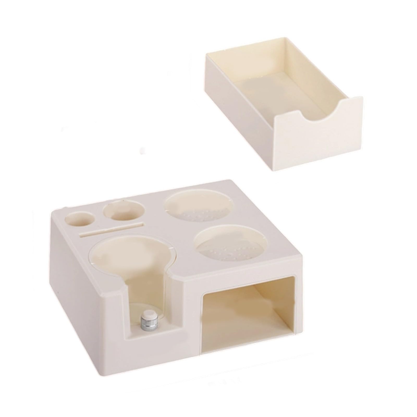 Hsioluted Multifunction Drawer Styles Square Espresso Tamper Station with Storage Base for Baristas Coffee Accessories Organizers Espresso Tamper Organizers