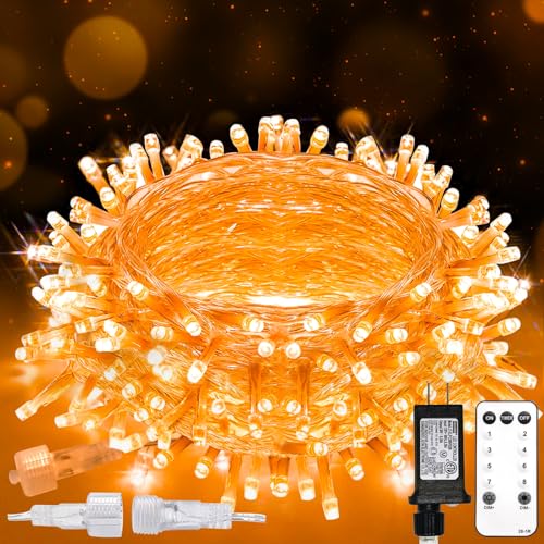 suddus Orange String Lights Outdoor with Remote, 33ft 100 LED