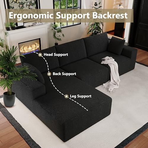 Image of Bean Bag Chairs for Adults Floor Gaming Bean Bag Chair Memory Foam BeanBag Chair Bean Bag Sofa (Black, 108 inch+Left Chaise)