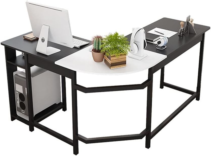 Home Office LShaped Desk with Storage Shelves Corner