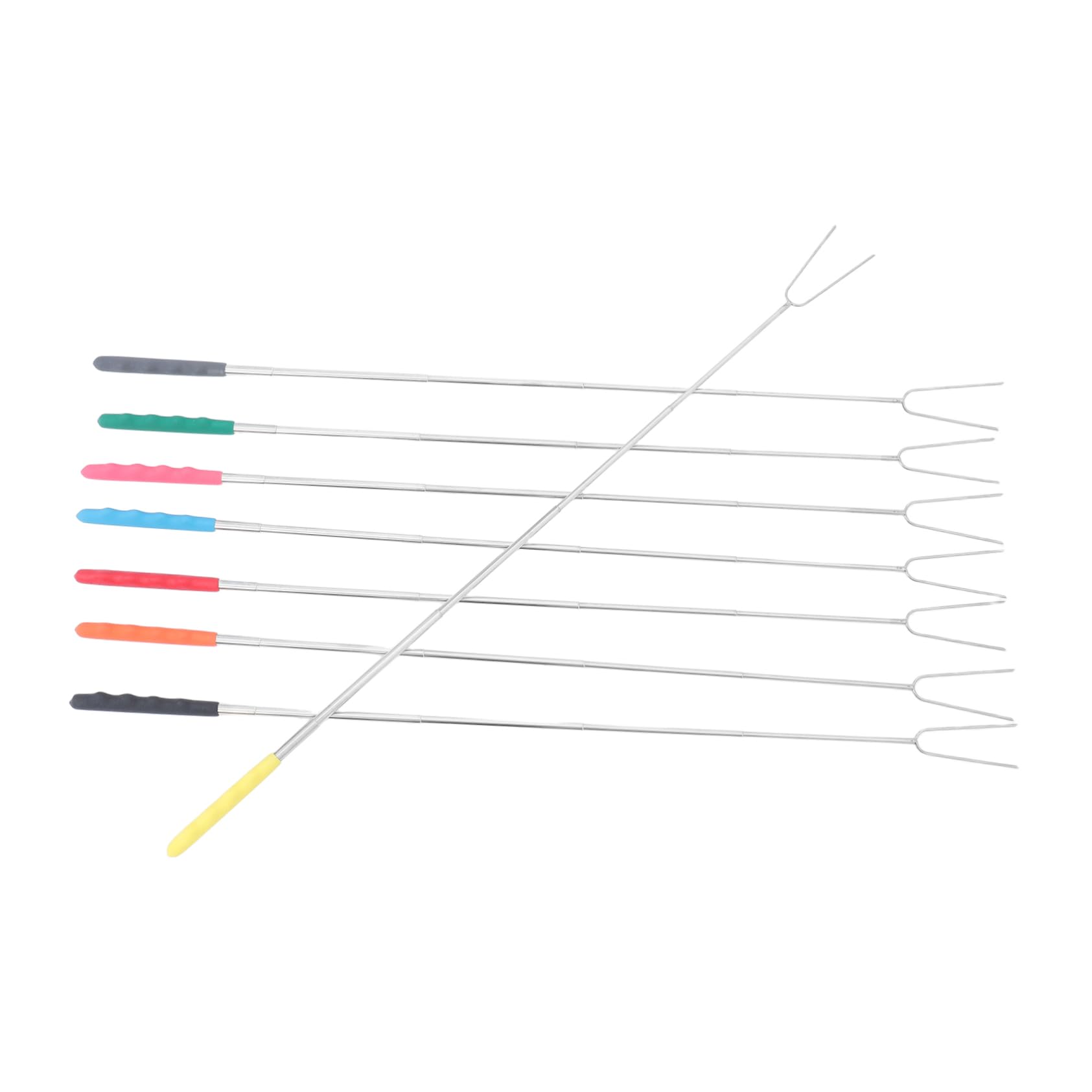 VANZACK Sturdy Stainless Steel Bbq Tools 8-piece Set Telescopic Forks Expandable Meat Carving Forks for Outdoor Grilling Camping and Backyard Barbecues