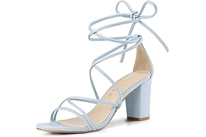 Strappy Straps Lace Up Blue Heel Sandals for Women