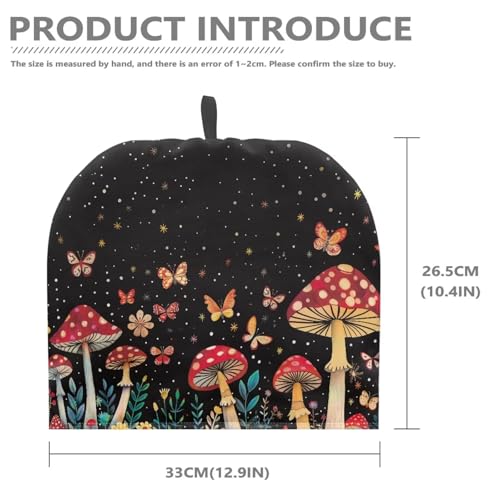 Image of Mushroom Butterfly Print Tea Cosy Tea Pot Cozies with Top Handle Decorative Accessories for Teapots Kitchen Home Table Breakfast Warmer Dust Cover Teapot Cozies
