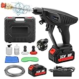 Vagueior Cordless Pressure Washer Gun, Portable Power Cleaner,with 21V 3.0AH Battery and Charging Kit, 5-in-1 Nozzle, Suitable for Outdoor Cleaning and Watering. (1 Battery, BLACK)