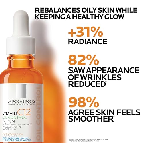 Image of La Roche-Posay Pure 12% Vitamin C Serum For Face With Hyaluronic Acid & Salicylic Acid, Hydrating Face Serum, Boost Radiance & Reduce Wrinkles, 2 Formulas for Normal or Oily Skin Control