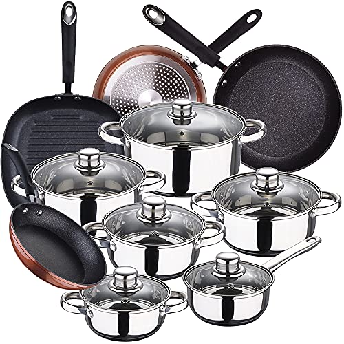 San Ignacio - Bateria De Cocina 12 Piezas Cassel En Acero Inoxidable Con Juego De Sartenes (20/24/28 Cm) + Grill 28 Cm Moma En Aluminio Forj En Oferta Bateria De Cocina 12 Piezas San Ignacio Cassel, Acero Inoxidable, Con Juego Sartenes (20/24/28 Cm) + Grill 28 Cm San Ignacio Moma En Aluminio Forjado