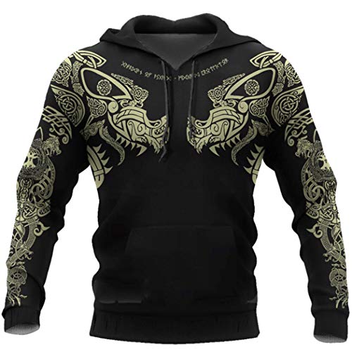 Sweat à capuche à fermeture éclair avec impression 3D Vikings pour homme