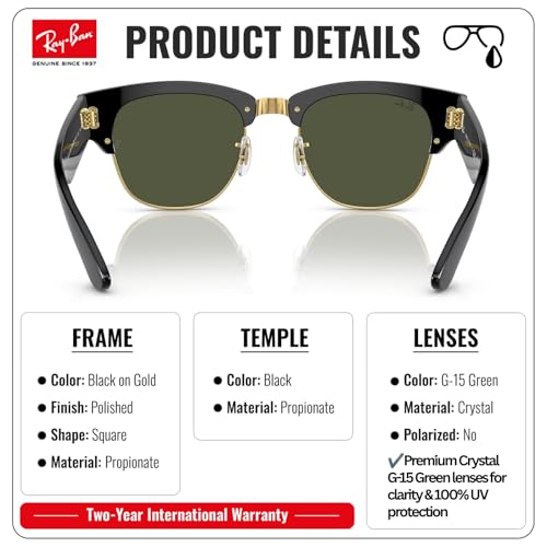 Image of Ray-Ban RB0316S MEGA CLUBMASTER Square Shaped Sunglasses for Men & Women with Official RAYBAN Eyewear Kit