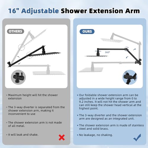 Image of Metal 10 inch Rain Shower Head with Handheld, High-Pressure Showerhead,10-Mode | Oil Rubbed Bronze, Rainfall Shower Head with 5 inch Large Handheld, Adjustable 16 inch Shower Extension Arm /71 inch Hose, 3-Way Diverter