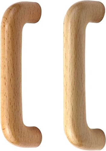 Miniatura 4 de 4 tiradores de madera con revestimiento transparente de madera en forma de puente para armarios de cocina, muebles, aparador, armario, cajón, pomos