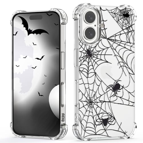 Coque iPhone 16 TPU souple fine transparente anti-chocs motif toile d'araignée