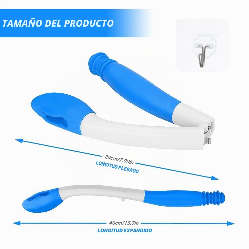 Herramienta de ayuda para el inodoro, ayuda para limpiar el inodoro, plegable, ayuda de gran alcance, ayuda para el inodoro para movilidad reducida