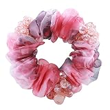 Elegant Bling Boho Lace Fabric Crystal Beads Hair Ties Hair Ropes Hair Scrunchies Elastics Ponytail