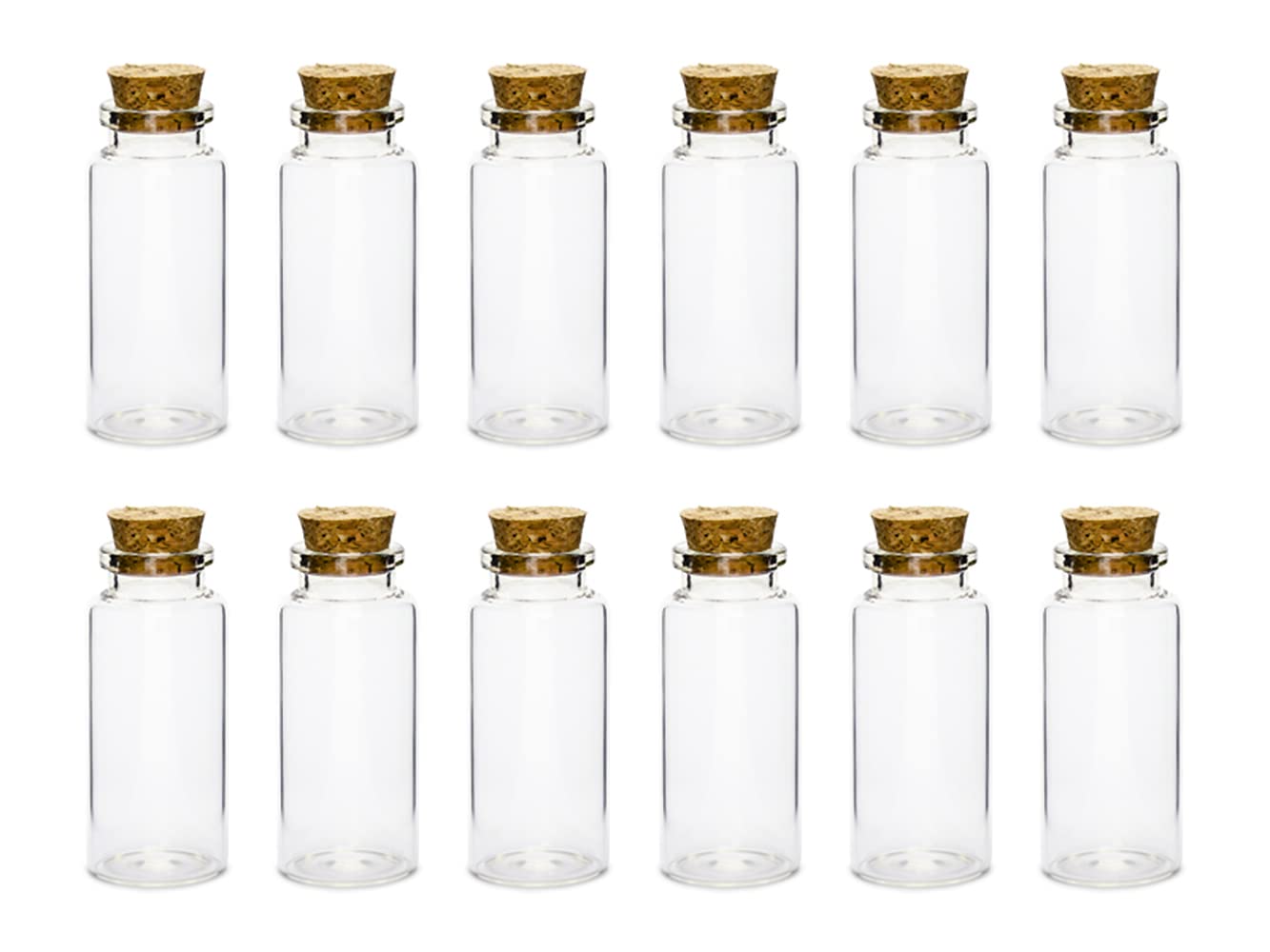 P&D Pack of 12 Glass Bottles with Cork Wedding Decoration Gift Present Give Aways Spice Bottles 7 x 3 cm Cans Storage Jars