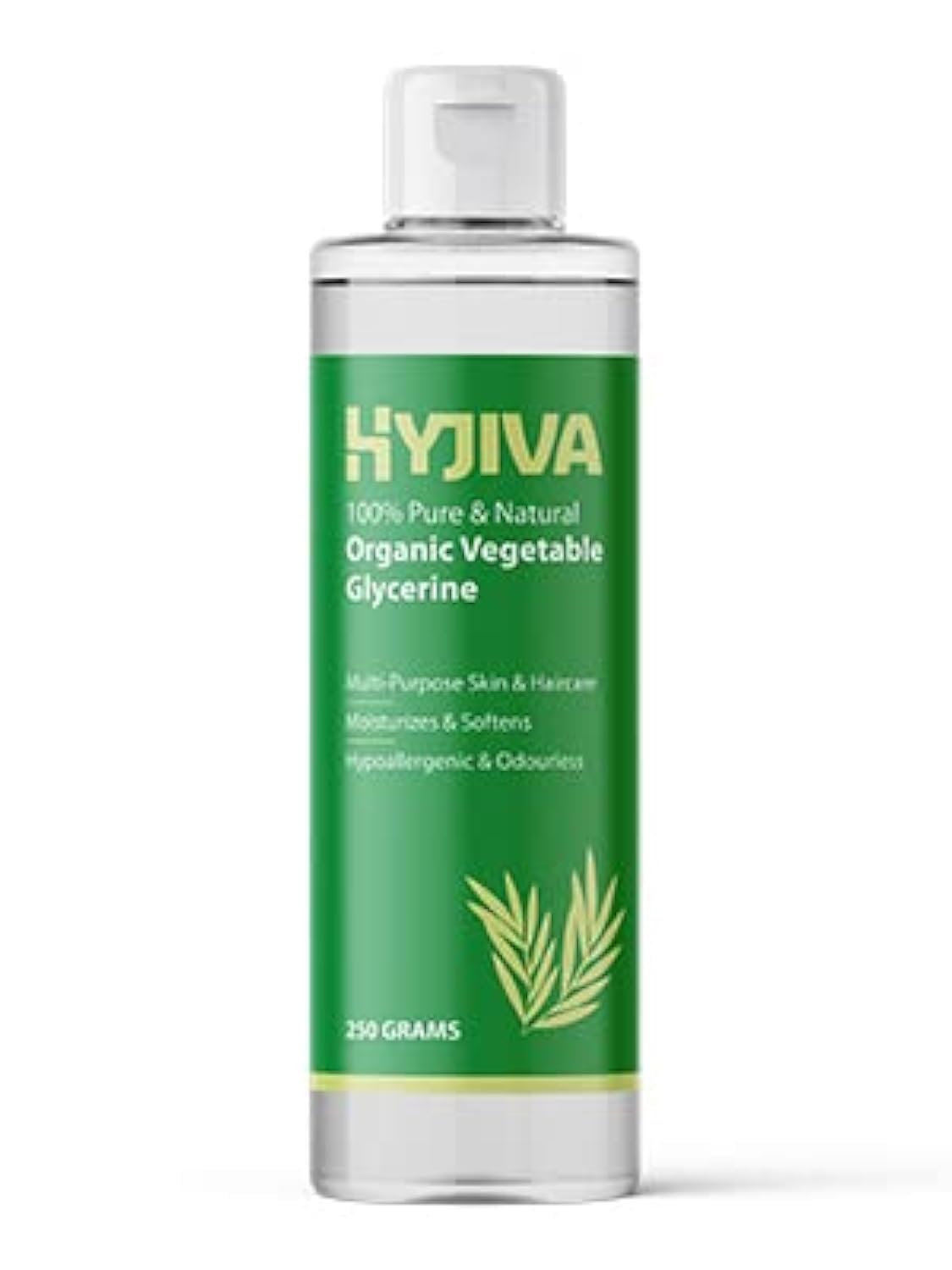 Hyjiva Organic Vegetable Glycerine Liquid, 100% Pure & Natural, Odourless, Ideal For Face Hair & Skin Care, 250G