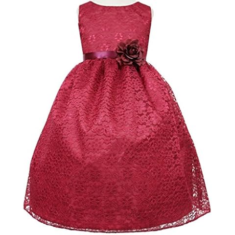 AkiDress Lovely Floral Lace Flower Girl Dress for Little Girl Burgundy 12 Cover