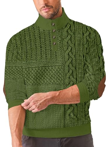 Mens Sweatshirt Retro Vintage Knit Print Sweatshirt 3D Printed Stand Up Collar Long Stand Collar Henley Button Polo3