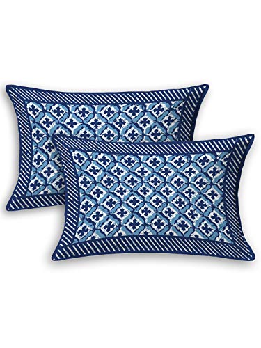 Image of LIVING ROOTS Jaipuri Hand Block Print King Cotton Bedsheet 86 * 104 inches (7 * 8.5 feet) with 2 Pillow Cover | 210 TC | Rich Fast Colour with No Colour Bleeding | (048-A)