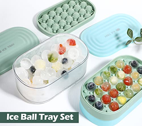 Set 2 moldes de silicona para cubos de hielo con tapa y contenedor miniatura 7