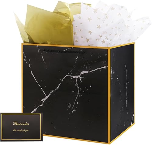 Bolsa de regalo extragrande de mármol superior, bolsa de regalo gigante cuadrada de 11.8 pulgadas, bolsa de regalo grande XL, bolsas de regalo extra disponible en Yaxa Peru