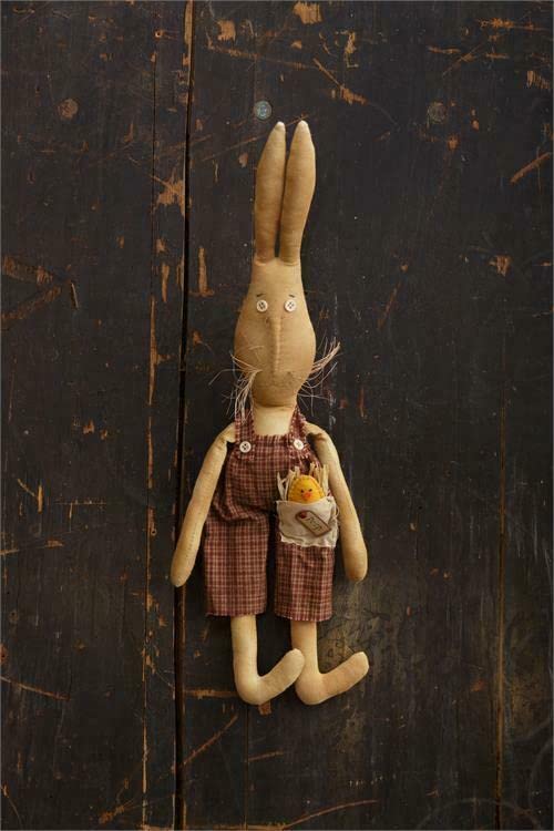 Primitive Spring Bailey Bunny Rabbit with Chick in Pocket DollEaster for HomeFarm House Kitchen Decor