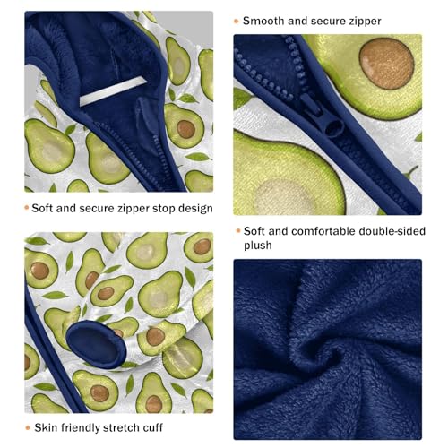 Avocado Toddler Fleece Jacket Baby Boys Hooded Zipper Long Sleeve Thick Warm Outerwear 3-10 Years3