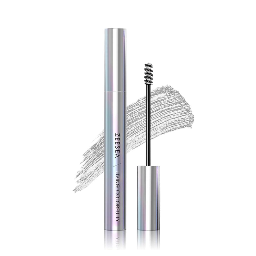 zeeseaShine Diamond Washable Colored Mascara – Vibrant, Long-Lasting Color with Diamond-Infused Formula – Smudge-Proof, Water-Resistant, Easy Removal (Silver Diamond, G)