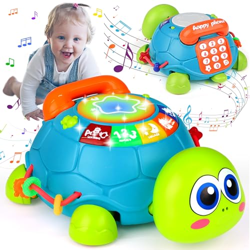 KWYZ Musical Turtle Baby Toys 6-12 Months, Infant Light up Music BabyToy Tummy Time Development, Crawling Toy for 7 8 9 10+ Month Old, Gifts for Babies 4 5 6 12 Month Boy Girl