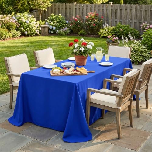 Image of sancua Rectangle Tablecloth for 6 Foot Tables, 90x132 Inch, Blue