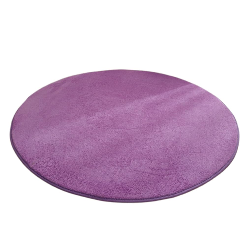 Tapis rond en velours corail antidérapant lavable pour chien, tapis de chambre à coucher, tapis de couloir, tapis de douche, pour salle à manger, chambre à coucher, salon, violet, 160 cm