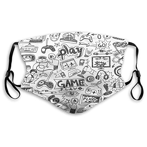 Mundschutz Gesichtsschutz Sketch Style Gaming Racing Monitor Gerät Gadget Antistaub Waschbar und Wiederverwendbar Bandana mit Filtern