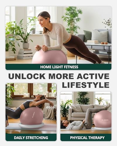 Image of Trideer Yoga Ball Chair with Base for Office Desk, Exercise & Stability Ball Seat, Pilates Ball for Core Training, Pregnancy Ball, Back Pain Relief & Active Sitting