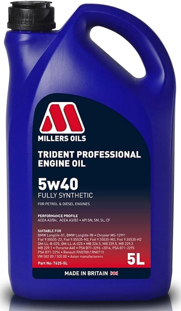 Millers Oils - Millers aceites Trident 5 w40 Full sintético Recipiente de 5 l