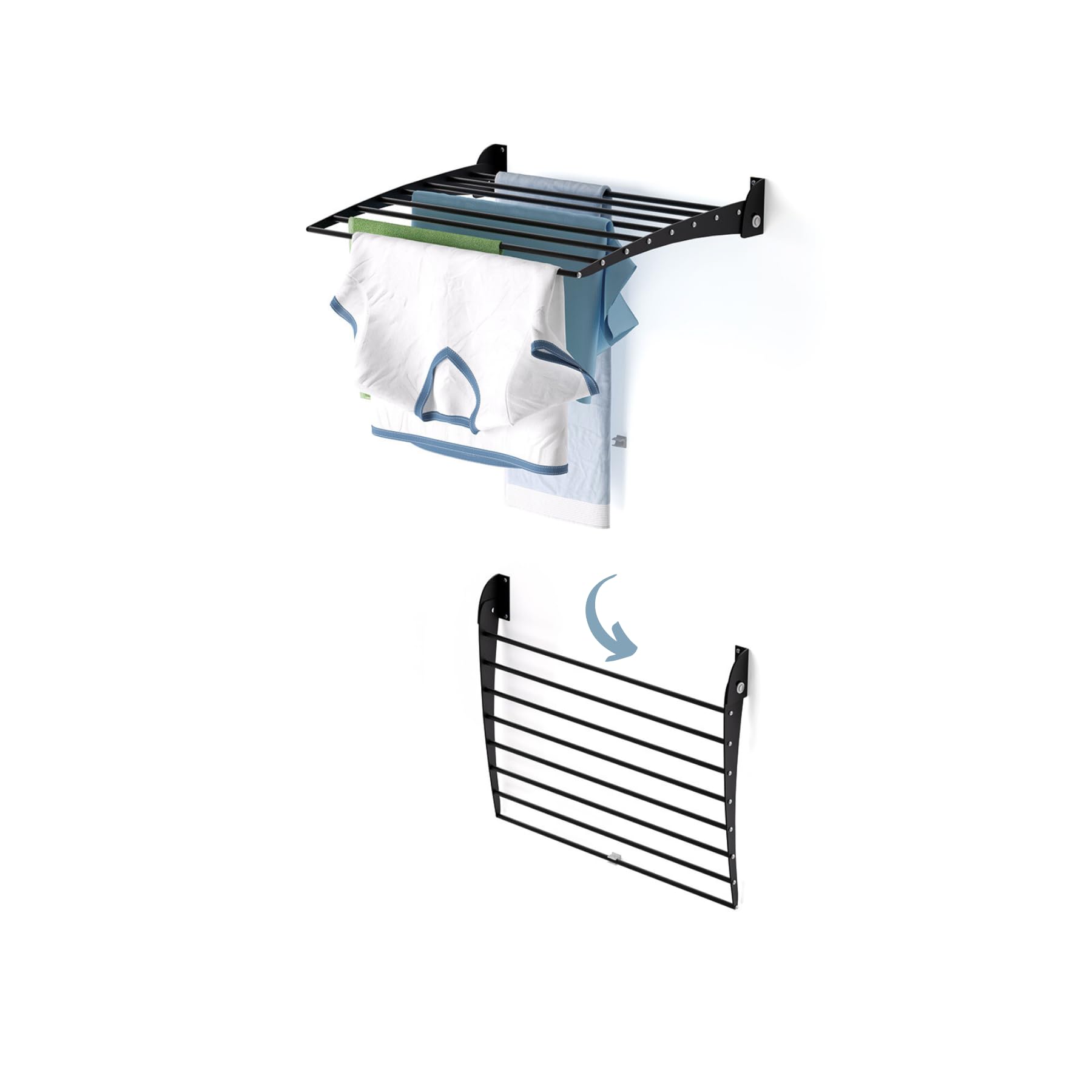 Foxydry Fold Down 62 Cm BlackSpace-Saving Wall-Mounted Clothes AirerFoldable Design