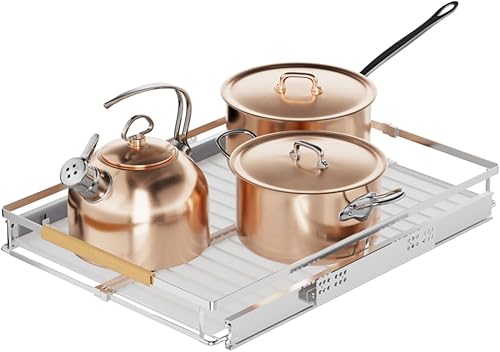 Slideep Organizador de gabinete extraíble expandible  Estante de despensa deslizante resistente  Cajón extraíble de acero inoxidable para armario de